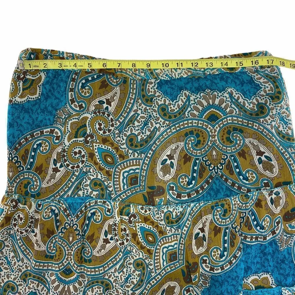 SARA Studio Blue Brown Paisley Maxi Skirt PXL